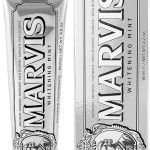 Marvis Pasta de dientes blanqueante de menta, 85 ml, gel dentífrico para un blanqueamiento natural, pasta dental refrescante que elimina la placa