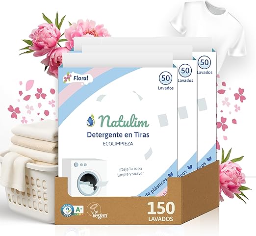 Natulim - Detergente en Tiras para Lavadora ,Fragancia Floral (40 Lavados)
