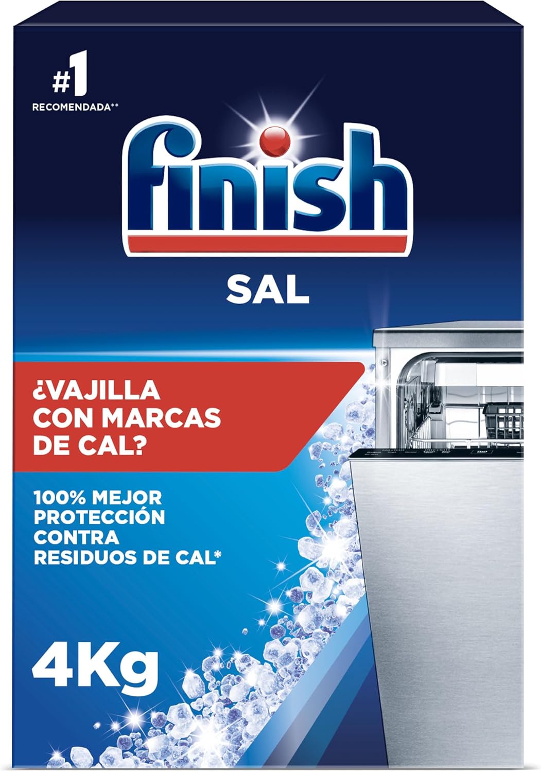 Finish Sal para Lavavajillas, Función Antical, Mayor Rendimiento del Lavaplatos, 4 kg