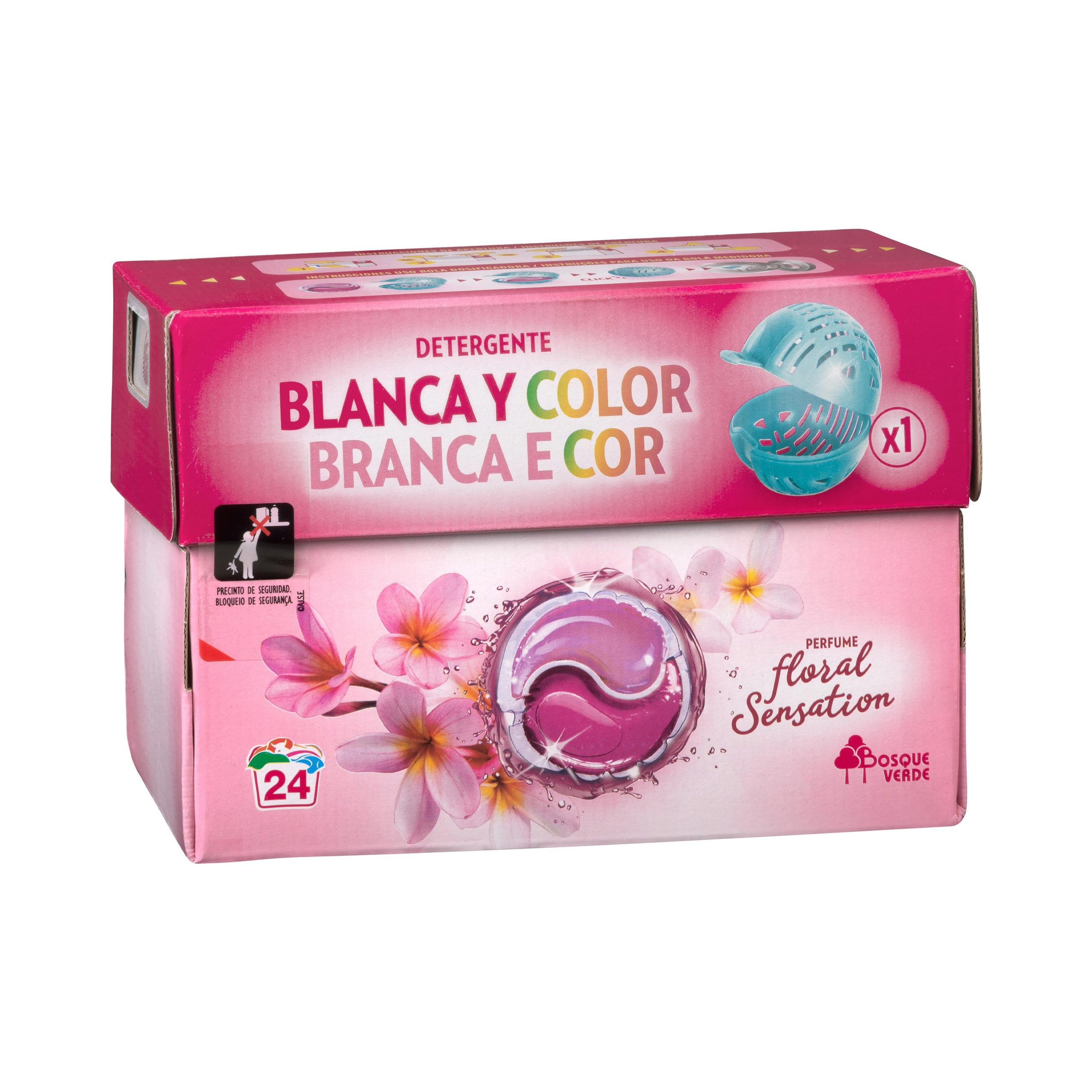 Detergente ropa Blanca y de Color floral sensation Bosque Verde en cápsulas Caja 24 cápsulas (528 g)