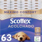 Scottex Acolchado Papel Higiénico - 63 rollos (7 packs de 9 rollos) - Papel Higienico 3 capas
